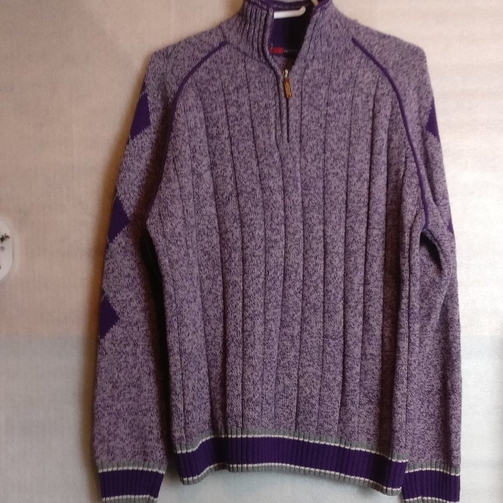 Made in Italy Purple Half zip Italian Merino wool sweater Medium Golf Diamond